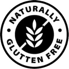 Naturally gluten free seal with a wheat icon