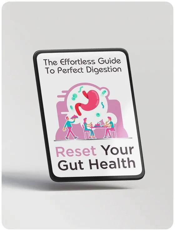 Reset Your Gut Health: The Effortless Guide to Perfect Digestion e-book cover shown on a tablet