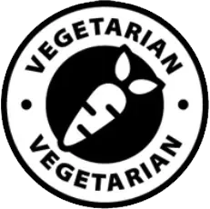 Black and white seal with a carrot reading Vegetarian